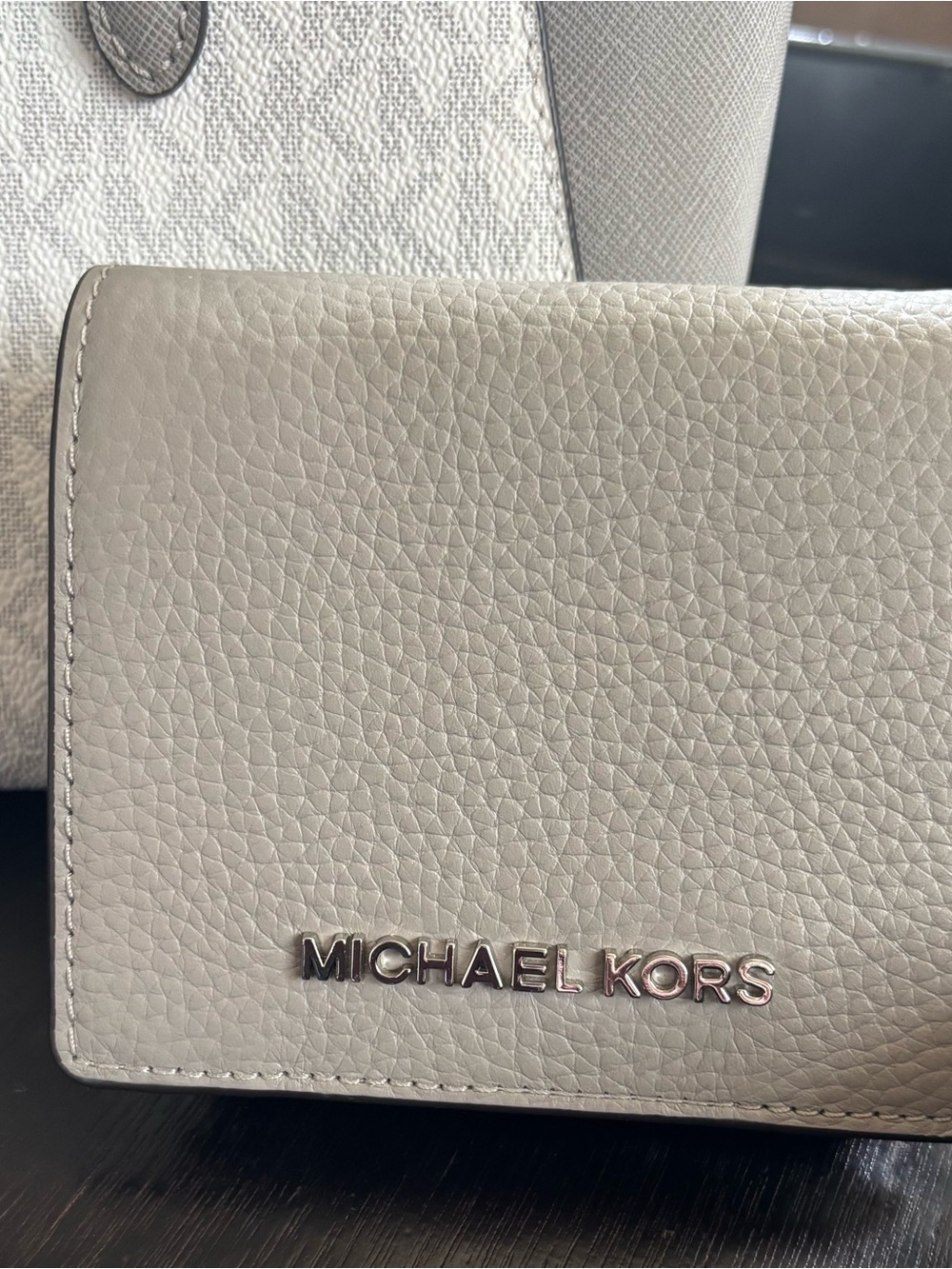 Michael Kors Logo Dome Satchel in Light Gray and Silver - Picture 6 of 9